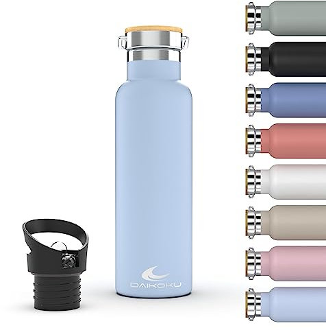 Daikoku Botella Agua Acero Inoxidable - 750ml - Botella Térmica - Bebidas Frías 24 Horas y Calientes 12 Horas - Botella Agua Antigoteo - Doble Pared Libre de BPA - Cantimplora Termica - Azul Celeste