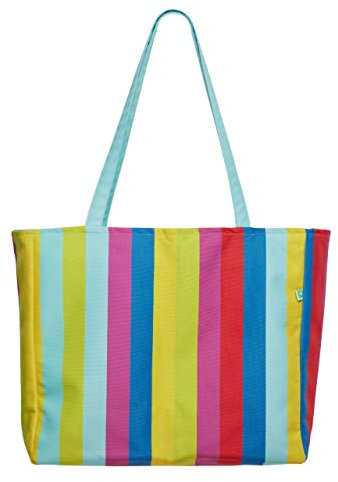 Dedoles Große Strandtasche Damen Schwimmbad Badetasche viele lustige Designs Zitronen Kokosnuss Sommer Meer Wasserabweisend Tasche, Farbe: Sommer-Streifen