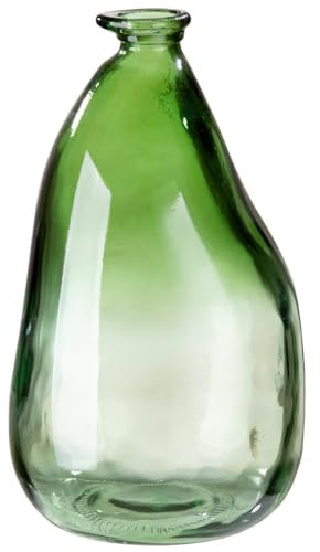 GILDE Deko große Vase XL Glasvase aus recyceltem Glas - europäische Herstellung - Dekoration Herbst Wohnzimmer - Blumenvase grün mit Farbverlauf - Höhe 36 cm