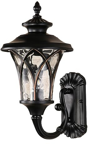 Mengjay Vintage Außen-Wandleuchte Wasserdichter IP23 Außenleuchte,aus Aluminium Glas-Schirm Wandlampe Gartenlampe, Rustikal Außen Terrasse Garten E27 Außenwandleuchte (C)