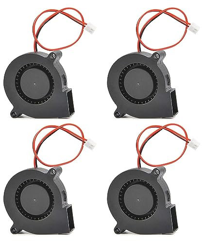 SQXBK 4PCS 5015 24V Cooling Turbo Dual Ball Bearing Blower Brushless Cooling Fan 3D Printer Cooling Fan Parts-Black