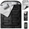 MEREZA Double Sleeping Bag for Adults Mens with Pillow, XL Queen Size Two Person Sleeping Bag for All Season Camping Hiking Backpacking 2 Person Sleeping Bags for Cold Weather & Warm