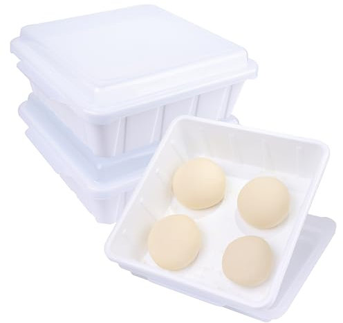 LUVCOSY Contenitore per Lievitazione Pizza - Set da 3 Vassoi per Impasti con Coperchio, Cassetta per Lievitazione Pizza, Resistenti e Lavabili in Lavastoviglie, 30 x 30 x 9 cm