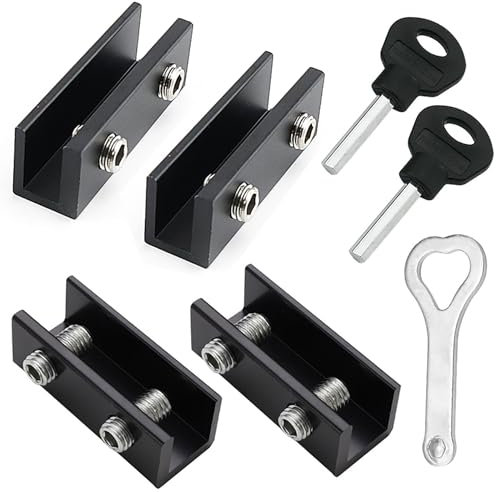 4 Piezas Cerradura de Ventana Corredera Negra,Cerradura de seguridad para ventana corredera ajustable,con Cerradura de Seguridad y Llaves Protección de Seguridad de Niños