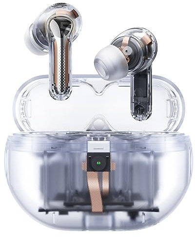 SoundPEATS Capsule3 Pro Wireless Earbuds with Hi-Res and LDAC, 43dB Hybrid Active Noise Cancelling Bluetooth 5.3 In-Ear Earphones with 6 Mics, Total 52 Hrs, Transparency Mode Transparent White