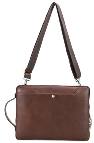 CONTACT'S FAMILY Laptop-Tasche Umhängetasche für 14.2-Zoll MacBook Pro, 14 Laptop-Tasche aus echtem Leder mit Schulterriemen und Griff