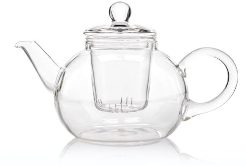 Glas Teekanne 0,6L Boral mit Teefilter und Glasdeckel mundgeblasen