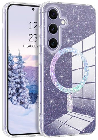 YINLAI für Samsung Galaxy S24 Plus Hülle Kompatibel mit Magsafe,Handyhülle Samsung S24 Plus Transparent Glitzer Leicht Dünn Cover Case Schutzhülle für Samsung Galaxy S24 Plus 6,7 Zoll,Crystal Klar
