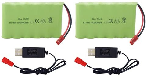2PCS 7.2V 2800mah AA Ni-MH JST-2P Batterie Rechargeable & 2PCS Chargeur USB pour TR-211 TR-212 TR-215 550 RC Excavator Voiture Camion Véhicule d'ingénierie TR-211 RC Jouet
