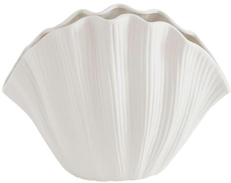 Muschelförmige Vase, Muschelvase, Weiße Keramikvase, Vase aus Getrocknetem Pampasgras, Moderne ästhetische Blumenvase, Dekorative Blumenvase für Wohnzimmer, Schlafzimmer, Büro, Schreibtisch,(#1)