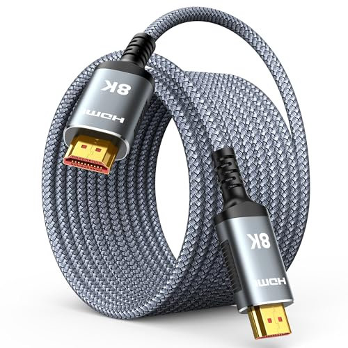 Highwings HDMI Kabel 10Meter 8K, HDMI 2.1 Kabel 48Gbps Ultra Highspeed 8K@60Hz 4K@120Hz 7680P HDR10 eARC DTS:X 3D HDCP 2.2&2.3, Kompatibel mit PS5/4/3 HDTV Blu-ray Player Monitor