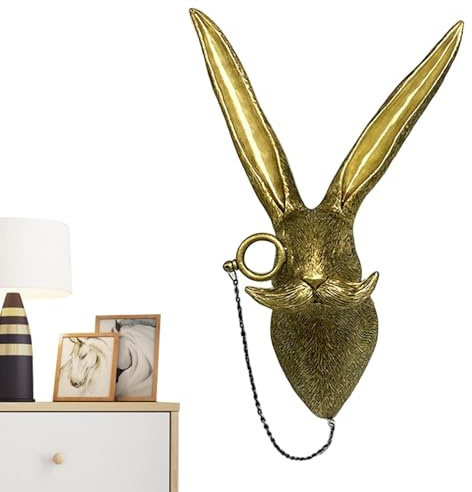 3D-Hasenkopf-Wandhalterung, Ornament, Tierkopf-Wanddekoration, Retro-Kunst-Hirsch-Wandhalterung, Dekoration, Wandkunst, hängende Skulpturen, moderne Kunststatue, Kunstharz-Tierköpfe, für Zuhause,