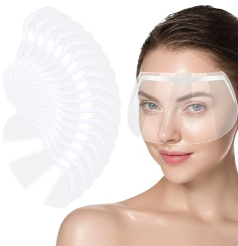 50 Pcs Shower Visor for Adults Kid, Clear Waterproof Shower Face Shields for Eyelash Extensions, Shower Face Shield, Microblading Makeup Protector Face Cover Shield for Salon Eyelid Aftercare Hairspra