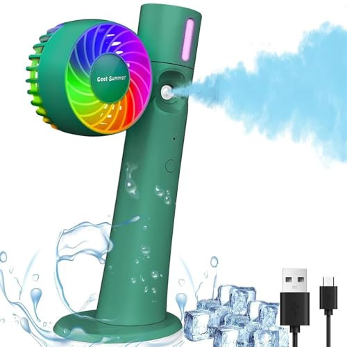 Ventilador de nebulización portátil para exteriores,Ventilador de nebulización para exteriores - Ventilador de carga recargable con 2 modos de velocidad | Fan personal de la nebulización con la luz de