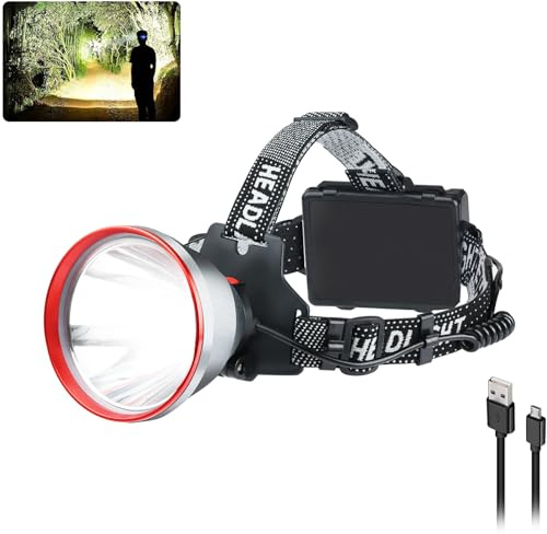 PARAROSE Wiederaufladbare Stirnlampe, High Lumen Superhelle Stirnlampe Taschenlampe, 80H Stirnlampe Batteriebetrieben, 120° einstellbar, IP67 Wasserdicht, Led Stirnlampe für Outdoor Camping Angeln