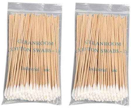200 hisopos de algodón con mango de madera de 15 cm de largo, una sola cabeza, nariz
