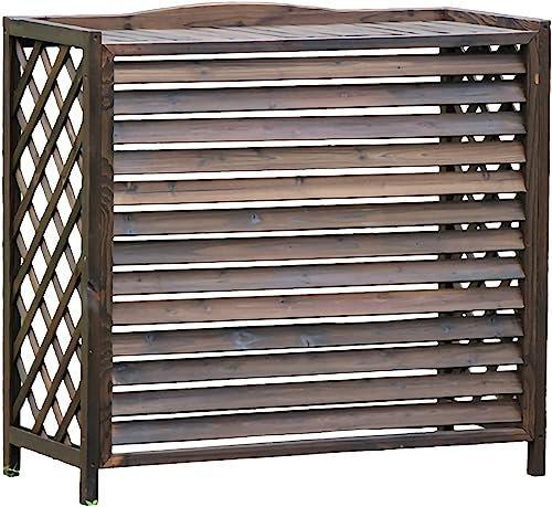 JXIPANUL Holz-Klimaanlagen-Abdeckung, zentrale Klimaanlagen-Abdeckung für alle Jahreszeiten, 3 Paneele, Holz-Klimaanlagen-Zaun für Außeneinheiten, Pool-Ausrüstung