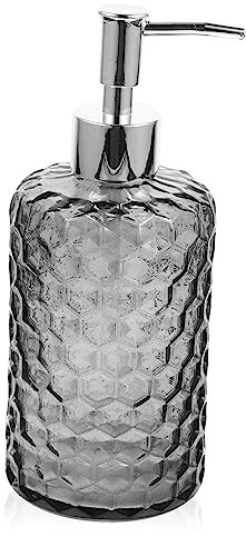 BEBEMOKO 500ml Glass Pump Bottle for Shampoo Wash Refillable Soap Dispenser with Grey and Cap Multi Function Squeeze Bottle for Use
