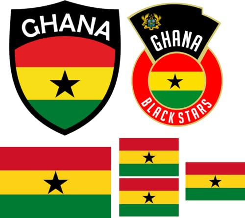 Ghana Aufbügler Wappen Transferbügeln Zum Aufbügeln 6 Stück Kleidungsstücke T-Shirt Bügelmotiv - 6B