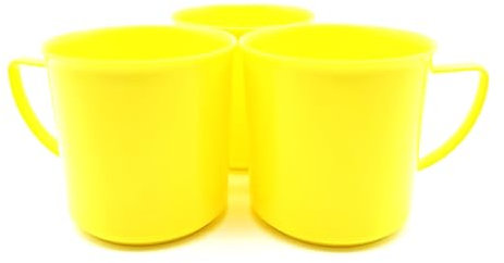 Kimmel Tazza per bambini, 180 ml, 3 pezzi, in set di stoviglie per bambini, in plastica, colore giallo