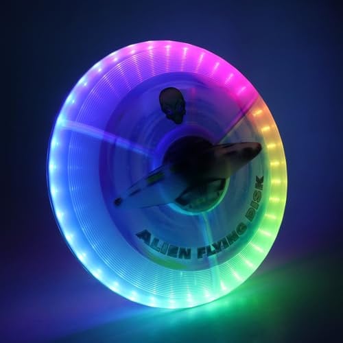 Lotvic LED Frisbee, Leuchtende Frisbee Scheibe, Ultimate Frisbee LED, Frisbee Ring, Sicher, Wasserdicht, Aufladbare, Spielzeug ab 6 7 8 9 10 Jahre Jungen, 7 Dynamische Modi, 175G, 27CM (Colorful)