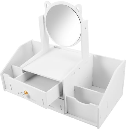 PACKOVE Multifunctional Makeup Mirror Desktop Vanity Organizer Storage for Cosmetics and Skincare for Bathroom Counter Vanity Desk