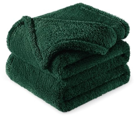 Exclusivo Mezcla Kuscheldecke Flauschig Fleecedecke Sofadecke 150x200 cm | Fleece Decke für Sofa und Bett, Kuschelige Wohndecke als Bettüberwurf, Plüschdecke für alle Jahreszeiten, Dunkelgrün