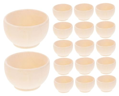 jojofuny 20pcs Small Wooden Bowls Unfinished Blank Wood Bowls for Crafts DIY Painting Home Decor