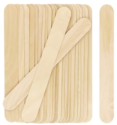 WISYOK Eisstiele Holz Jumbo, 60pcs, 200×24×1.5mm, Holzspatel Breit | Holzstäbchen, Eisstäbchen Holz, Holzspatel zum Basteln für Kosmetik, Waxing, DIY Handwerk
