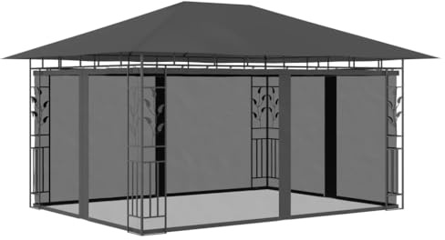 Pavillon mit Moskitonetz 4x3x2,73m Anthrazit 180g/m²