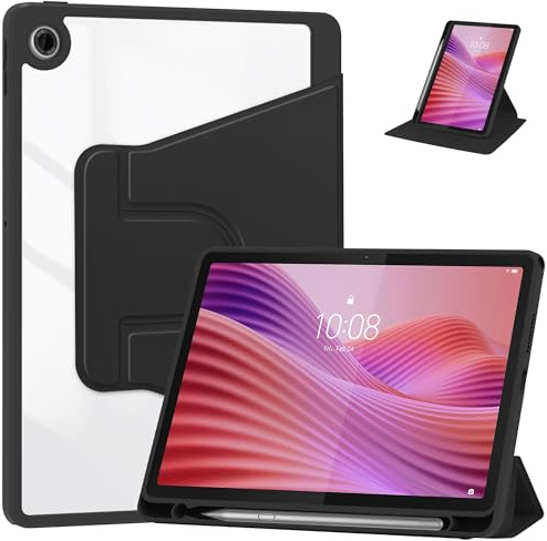 YRH for Lenovo Tab 10.1 Case 2025 (TB311FU), 360 Degree Rotating Stand Protective Cover Case for Lenovo 10.1 inch Tablet (Black)