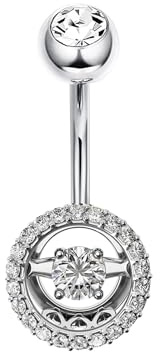 LAURITAMI Bauchnabelpiercing Silber 925 Drehbar Zirkonia 14G Piercing Bauchnabel Sterling-Silber 8mm 10mm 12mm Bauchnabelpiercing Silber Schmuck für Damen