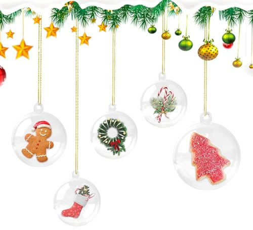 XHYASD Weihnachtskugeln Transparent 40 Stück Befüllbare Acrylkugeln