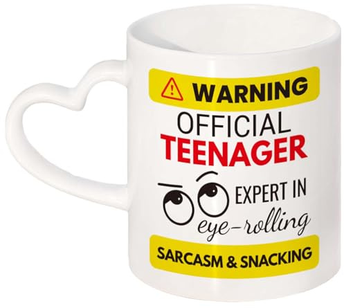 Official Teenager Mug - Fun Ceramic Coffee Cup for Teens - Ideal Present for 13 Year Old Boys & Girls - 11 oz Funny Novelty Cup (White Heart)