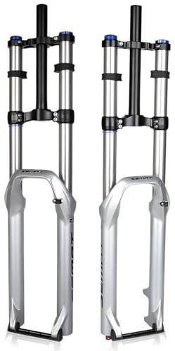 KANGXYSQ 26/27,5/29 DH Mountainbike Doppelte Schulter Federgabel 1-1/8 Gerade Gabel 160/180/200 Mm Federweg XC/AM Fahrradgabel 9 X 100 Mm QR Mit Dämpfung(Silver 200MM,27.5in)