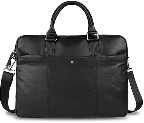 bugatti Black Magic Aktentasche groß für Herren aus Leder, Business-Tasche mit 17 Laptopfach, schwarz