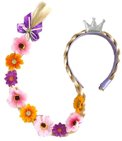 Perücke Prinzessin Mädchen, ZoneYan Haarreif Prinzessin Zopf, Langhaar Perücken Haarteil für Kinder, Mädchen Zöpfe Haarschmuck für Cosplay, Mottopartys, Halloween, Karneval(Mehrfarbig)