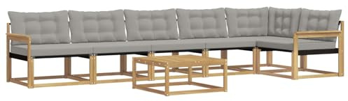 vidaXL Outdoor-Sofagarnitur 7 pcs Weiß und Hellgrau 79 x 79 x 37 cm, Garten Sofa für draußen, modernes Lounge Set, langlebige Möbel für die Terrasse, bequemes Sitzen