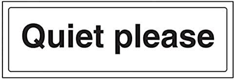 VSafety Quiet Please Door Sign - Landscape - 300mm x 100mm - Self Adhesive Vinyl