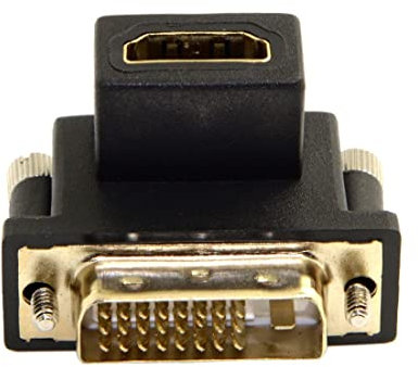 chenyang Adaptateur DVI vers HDMI, adaptateur DVI mâle vers HDMI femelle pour ordinateur, HDTV et carte graphique, angle vers le bas de 90 degrés