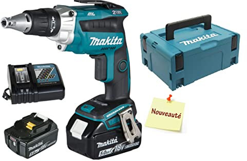 Makita DFS251RTJ 18V Li-Ion LXT Brushless Tek Screwdriver Complete with 2 x 5.0 Ah Li-Ion Batteries and Charger Supplied in A Makpac Case