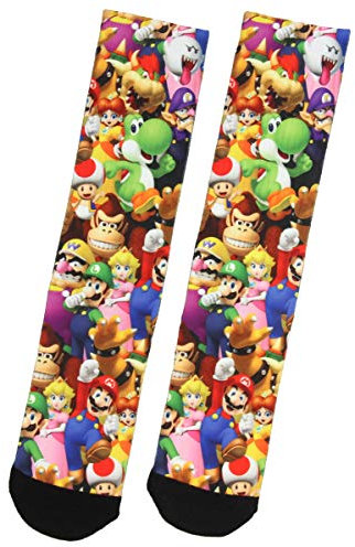 Nintendo Mario Bros. Collage Gruppe Foto Premium sublimiert Crew Socken
