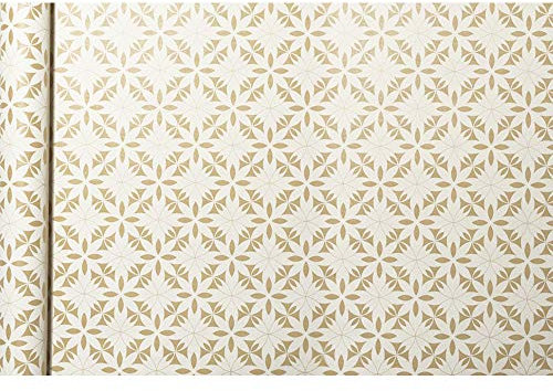 Clairefontaine 223830C - Un Rouleau De Papier Cadeau - Kraft Brut 70g 100% Recyclé - 5mx35cm (Spécial Petite Largeur) - Motif : Fleurs Blanches - Emballage Cadeau, Idéal Pour Les Petits Emballages