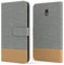 EAZY CASE Tasche kompatibel mit Samsung Galaxy J3 (2017) Stoff Schutzhülle mit Standfunktion Klapphülle Bookstyle, Handytasche Handyhülle mit Magnetverschluss und Kartenfach, Kunstleder, Hellgrau