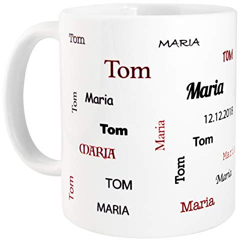 Geschenke 24 Tasse mit zwei Namen (mit Datum): individuelle Personalisierung für Paare oder beste Freunde - Für Männer und Frauen - Valentinstagsgeschenk, Geburtstagsgeschenk