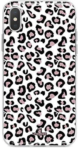 La Coquerie Case for iPhone XS Max Leopard Print White and Pink Protective Case for Phone Made in France for Smartphone