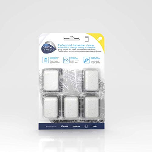 CARE + PROTECT Tabs Igienizzanti Cura Lavastoviglie, Pulizia del Filtro e Cestello, Elimina Sporco e Cattivi Odori, 5 Pastiglie, Profumo di Limone