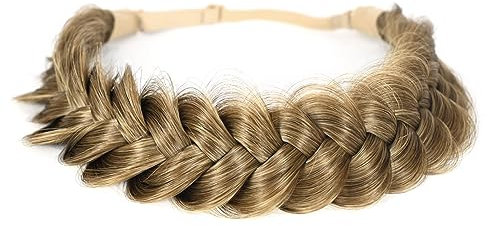 TOECWEGR Extensions Haarband Haarreifen Zopf Geflochten Classic Chunky Wide Plaited Wedding Fluffy Braids Wig Women Girl Beauty Accessory (9#27)