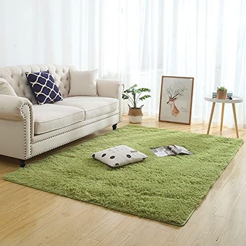 HUIXIZS Decoración para el hogar Barata Alfombra de Felpa Suave, Alfombra de Sala de Estar de Felpa súper Suave área de hogar Antideslizante Alfombra de Piso de Pila Larga (Verde, 120x200cm)