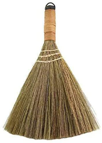 Guajave Japanese Style Broom, Natural Grass Broom with Short-Handle Soft Bristle Wood Floor Brush Clean Sweeping Multifunction Household, 31x20cm